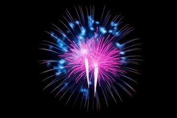 Colorful fireworks on black sky background for celebration happy new year 2024