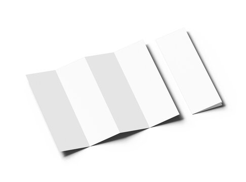 Blank accordion 4 panel fold US letter size leaflet render on transparent background 