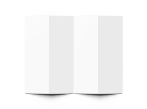 Blank accordion 4 panel fold US letter size leaflet render on transparent background 