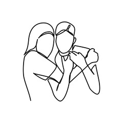 Lovers illustration drawn in line art style