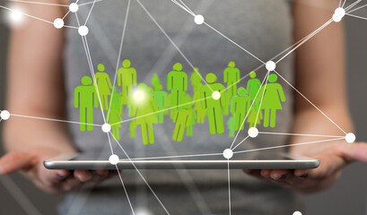 Global network. Blockchain. 3D illustration. Neural networks and artificial intelligence. Abstract