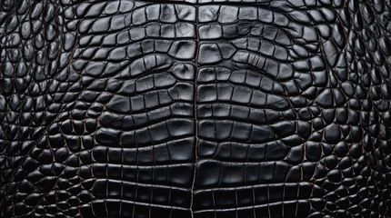 Tuinposter Black crocodile leather texture. © Hanna