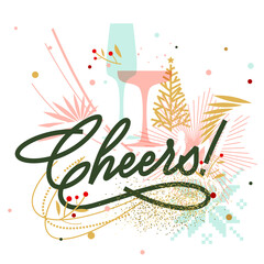 Cheers! Winter holidays lettering card - 695501851