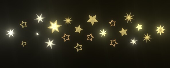 Holiday golden decoration, glitter frame isolated -