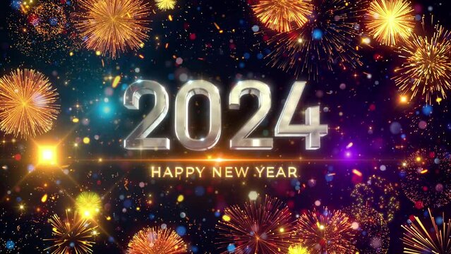 new year 2024 fireworks background video