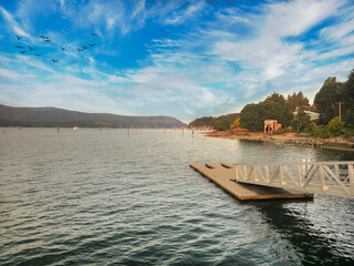 Dock by the bay at Cowichan Bay, Vancouver Island, British Colombia, Canada