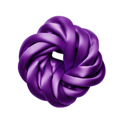Overhand knot in purple silk isolated on transparent background
