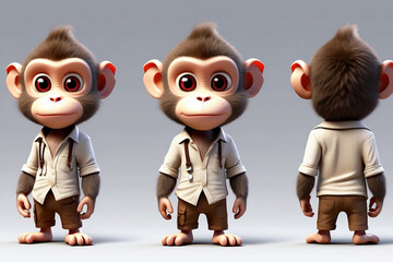 animated monkey wearing a shirt character design