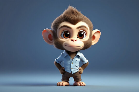 animated monkey wearing a shirt character design