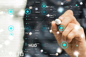 Neural network 3D illustration. Big data and cybersecurity