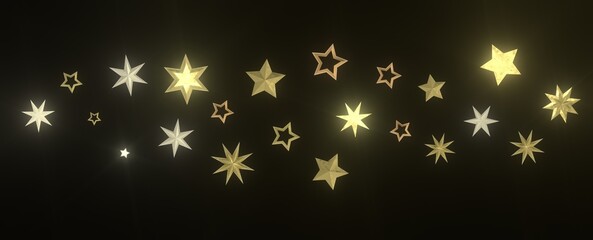 Holiday golden decoration, glitter frame isolated -