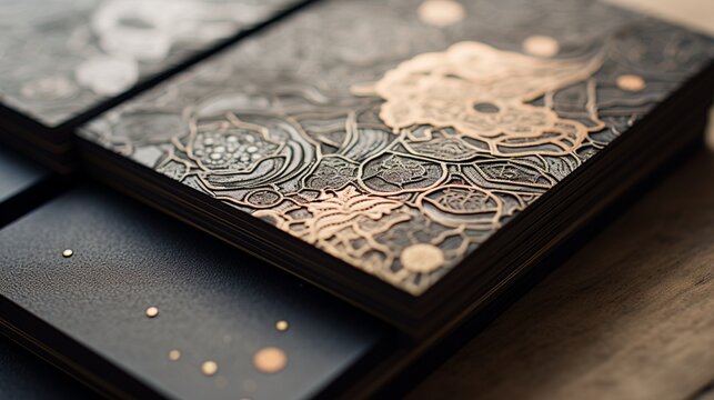 A high-quality image showcasing the intricate patterns and textures of premium business card paper