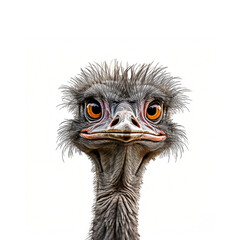 Ostrich face isolated on white background