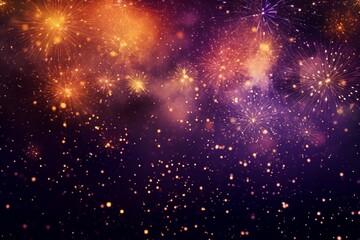 Fototapeta na wymiar Fireworks seamless pattern background. Colorful fireworks on dark sky.