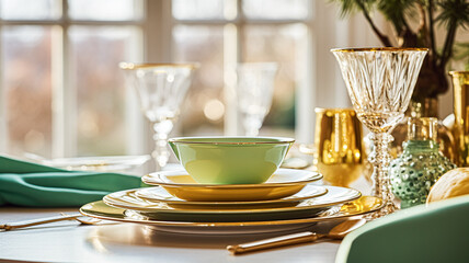 Christmas holiday family breakfast, table setting decor and festive tablescape, English country and home styling