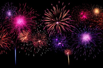 Fototapeta na wymiar Colorful fireworks on black sky background for celebration happy new year.