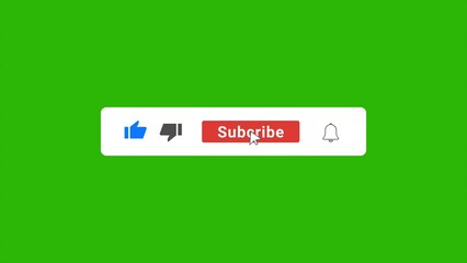 Subscribe, Reminder and Like Button animation. Subscribe Notify on green screen.