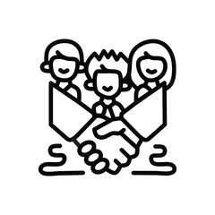Teamwork and Collaboration Icon - Business Concept Outline