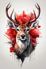 Cute Deer Water Color Portrait, Generative AI