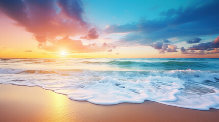 Naklejka na ściany i meble Sunset or sunrise on tropical beach