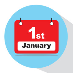 1st January Calendar vector icon. First January date. Happy new year !