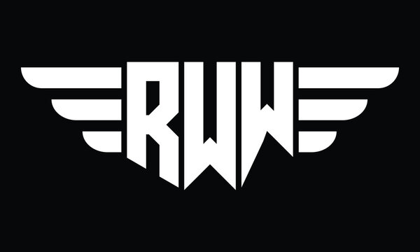 RWW three letter logo, creative wings shape logo design vector template. letter mark, wordmark, monogram symbol on black & white.	