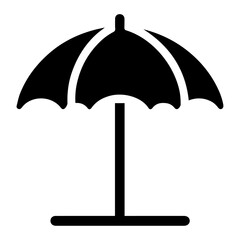 Minimal Outdoor parasol icon vector silhouette, white background, fill with black