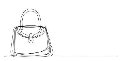 Doodle Line Bag Art Illustration. Silhouette Outline Bag Diplomat Case Symbol Contour Hand Drawn Curve Bag Line Decoration