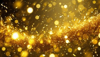 Obraz na płótnie Canvas golden christmas particles and sprinkles for a holiday celebration like christmas or new year shiny golden lights wallpaper background for ads or gifts wrap and web design generative ai