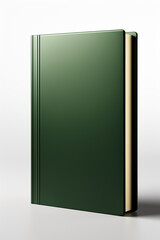 A green book cover mockup isolated on white background.