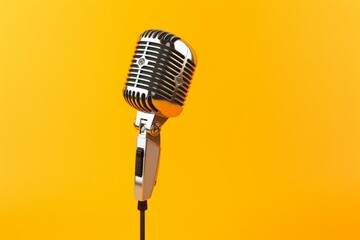 Retro microphone isolated on yellow