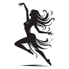 Woman Dancing Cooking Silhouette: Eastern Dance Delights, Graceful Poses, and Silhouetted Cultural Expressions - Minimallest lady dance black vector girl dancing Silhouette
