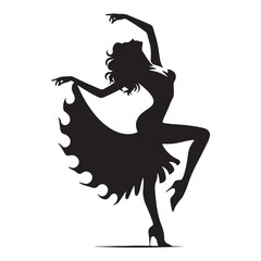 Woman Dancing Cooking Silhouette: Cultural Dance, Expressive Silhouettes, and Artistic Movement - Minimallest lady dance black vector girl dancing Silhouette
