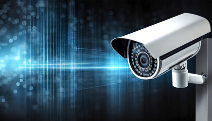 Totale Überwachung - Sicherheitskamera-Überwachungssystem für Bewegungs- und Gesichtsidentitätserkennung - obrazy, fototapety, plakaty