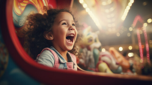 A Childs Joyous Reaction To Winning A Carnival Game.