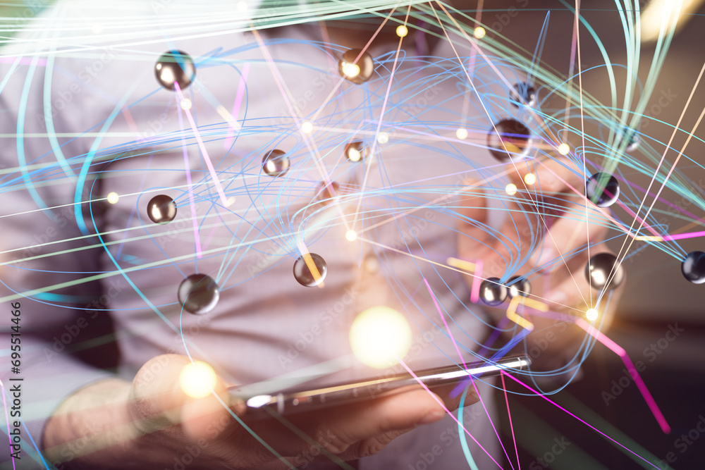 Poster conference Digital Network and data concept 3d
