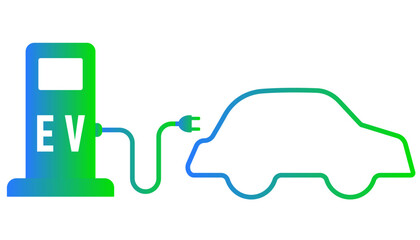  Eco friendly vehicle concept. Green hybrid vehicles charging point logo.