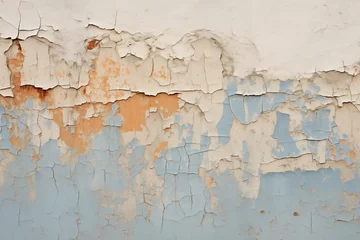 Foto auf Acrylglas Alte schmutzige strukturierte Wand An old wall with four layers of peeling paint. Grunge style