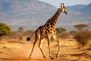 Giraffe africa wild wildlife safari animals - obrazy, fototapety, plakaty