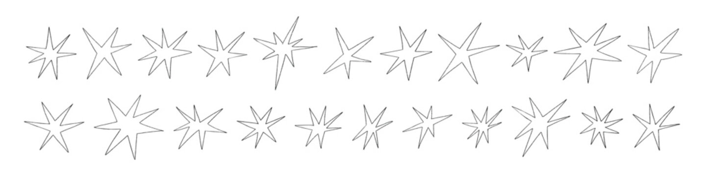 Grunge stars brush strokes and spray paint. texture, graffiti elements, and vintage ink border. Flat vector illustration isolated on white background.