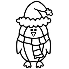 Christmas Penguin in Santa Hat