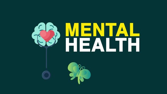 World Mental Health animation video with Creative idea,4k video animated, World Mental Health Day is for global mental health education, awareness against social stigma. 
