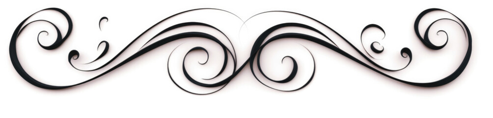 Elegant calligraphic ornament of red and black curly lines, on a white background - obrazy, fototapety, plakaty
