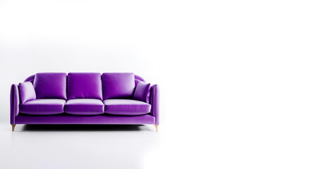 stylish bright purple sofa, interior design, artificial intelligence generator, AI, neural network image. background for the design.