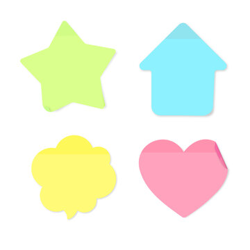 Post it various shapes heart star arrow paper blank adhesive realistic
