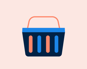 grocery basket . Vector illustration in flat style design.