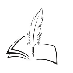 Book open outline. One line vector drawing.
