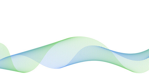 Abstract background with waves for banner. Medium banner size. Vector background with lines. Element for design isolated on white. Green and blue color. Eco, nature, ocean