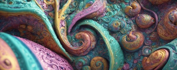 a close up of a colorful abstract painting