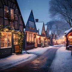 Fototapete Rund Beautiful Christmas street in the old town of Tallinn, Estonia © Iman